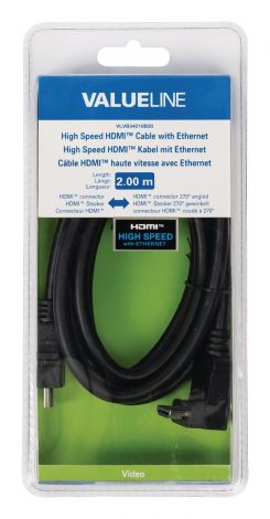 High Speed Hdmi Kabel Med Ethernet HDMI-Stik - HDMI-Stik Vinklet 270° 2,00 m